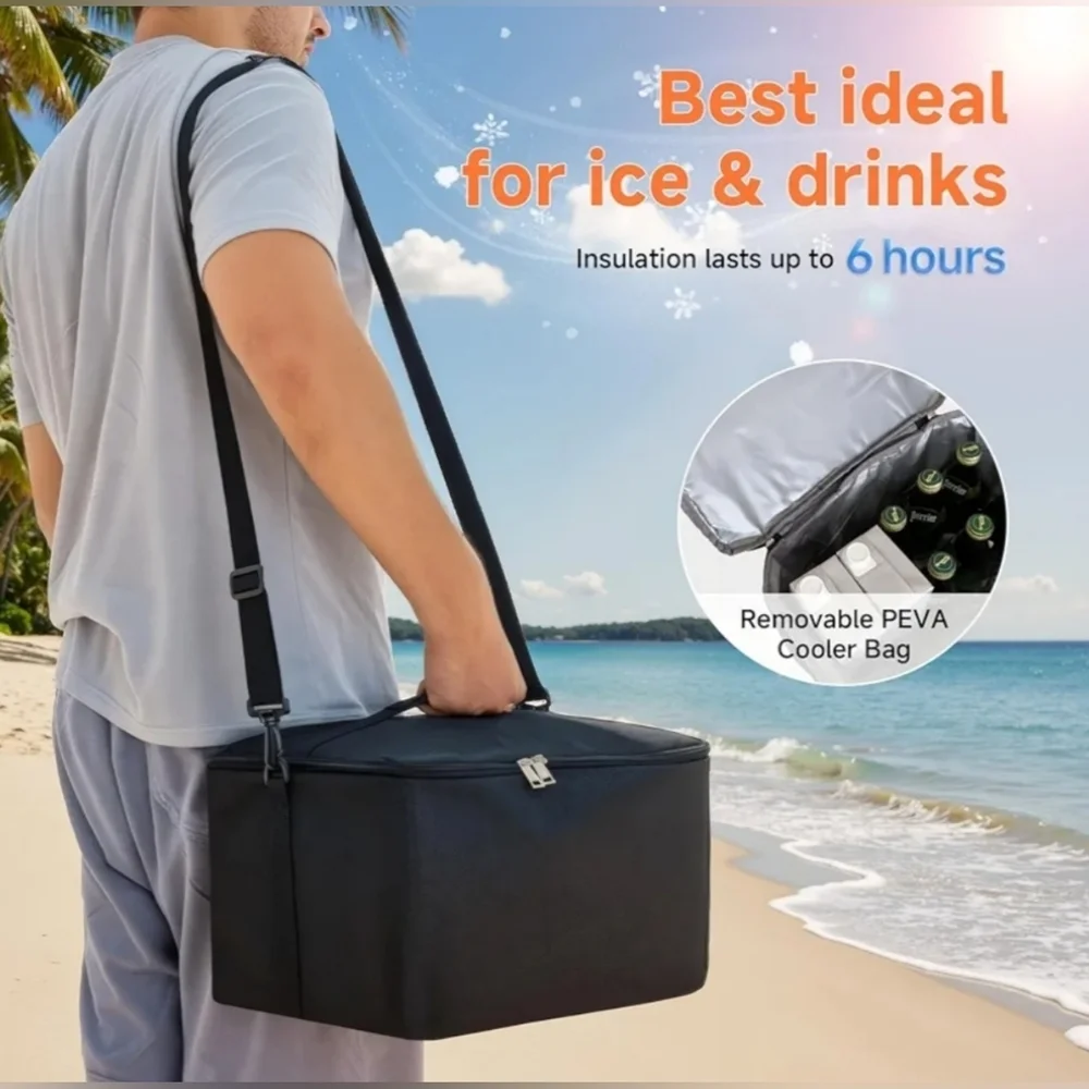 New 3 Compartment Collapsible Trunk Organizer with Removable Cooler For Car SUV